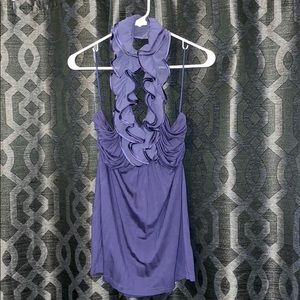 Purple ruffle halter top blouse